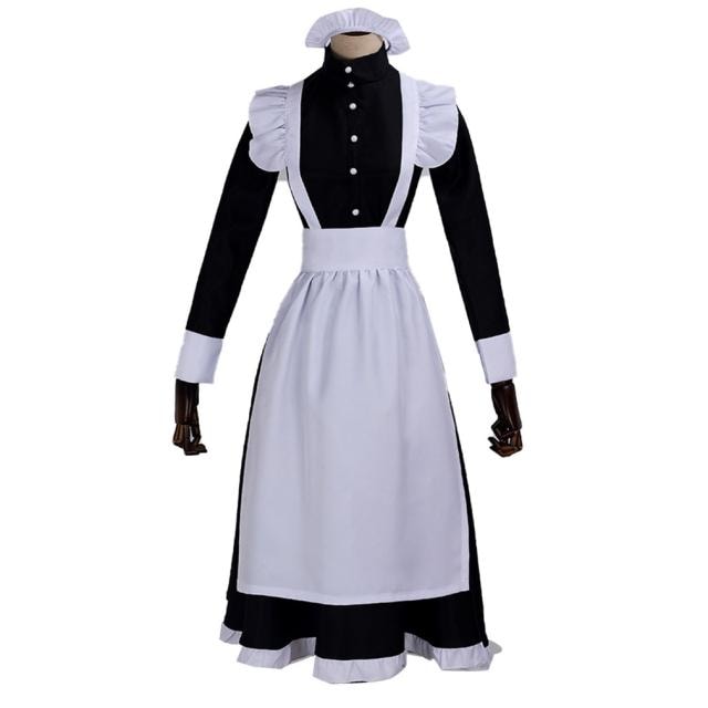 【短納期】メイド服 ロング メイド エプロン カチューシャ コスプレ衣装 コスチューム　cosplay イベント 変装 ハロウイン