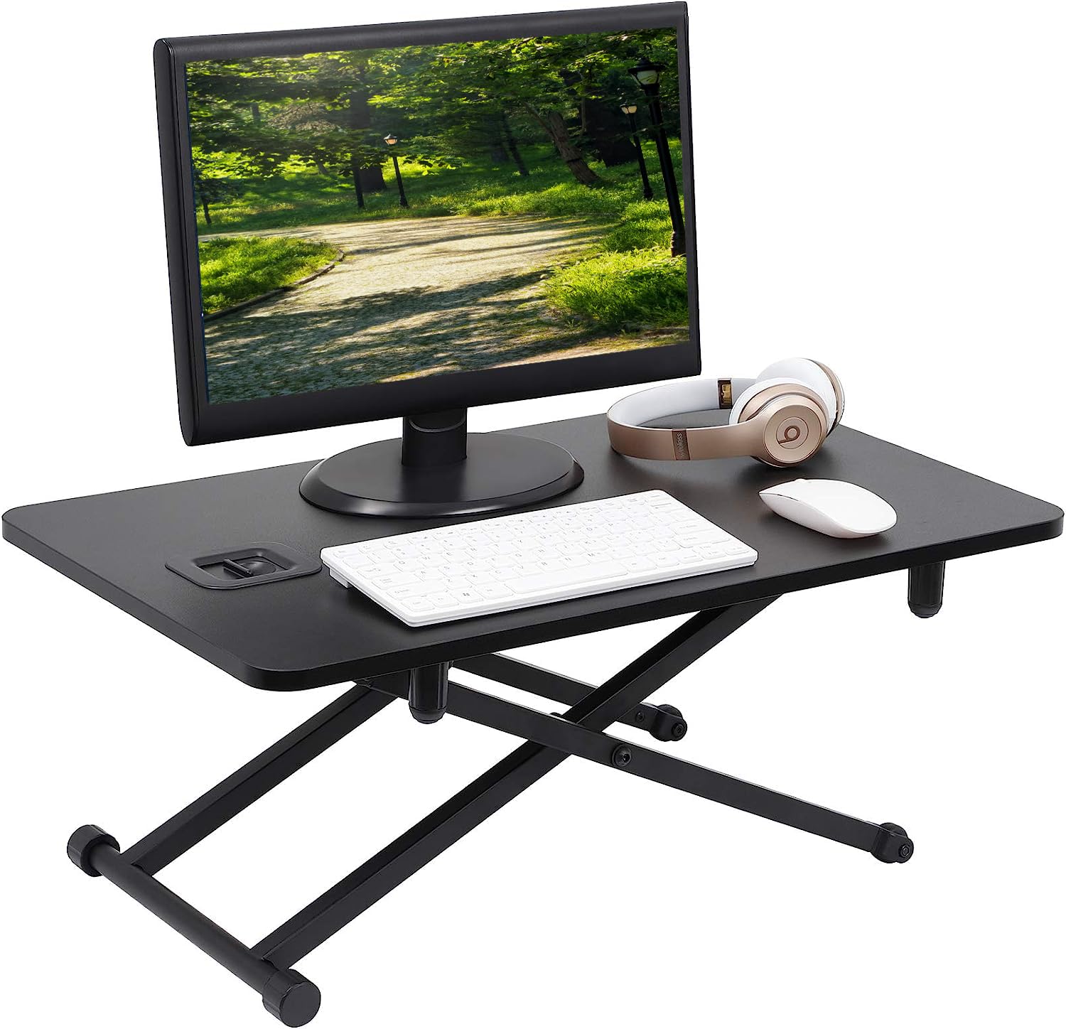 卓上スタンディングデスク REKAXWORK ガス圧昇降式デスク フティングテーブル 折りたたみ 高さ調整可能 静音 天板サイズ68×40cm 無段階高さ調整 昇降範囲5.7~39 67091