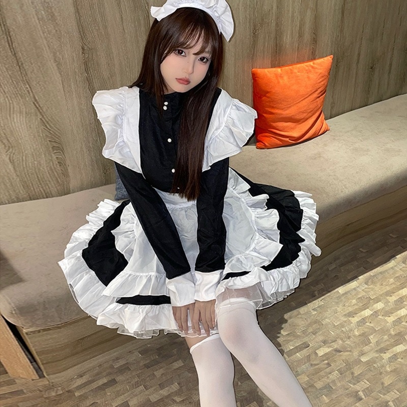 正規品かわいい鬼 * Cos服メイド服長袖コスプレ女装大サイズワンピースlo娘 にじげん