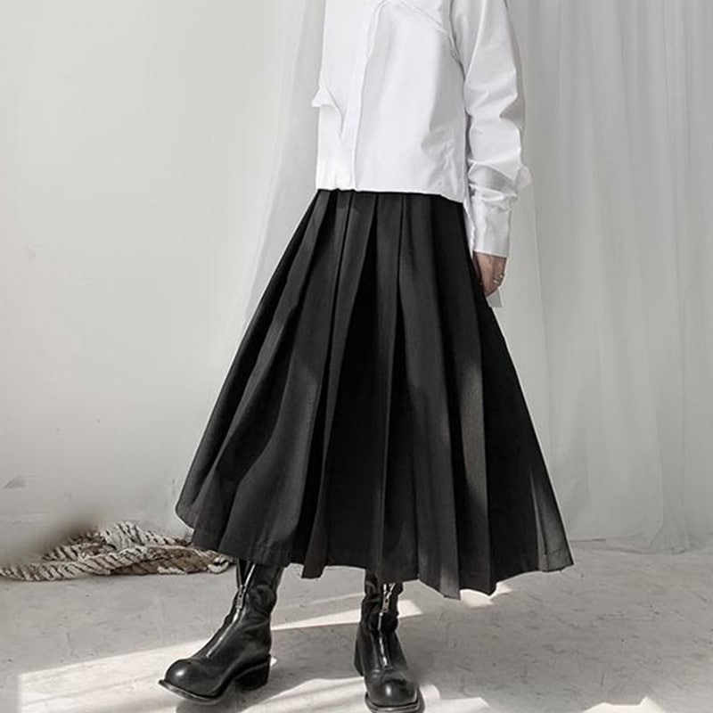 レディーススカートブラックカジュアル春夏ニューレディーススカートファッションラージサイズトレンドプリーツスカートレディースカジュアルハイウエストスカートラージサイズブラックレディーススカート