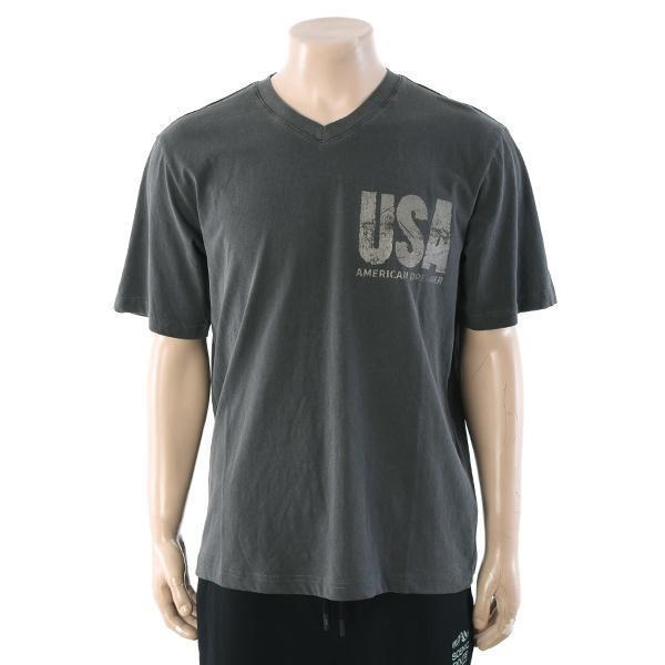JR2TSU401_男女共用 USA Vネック半袖Tシャツ