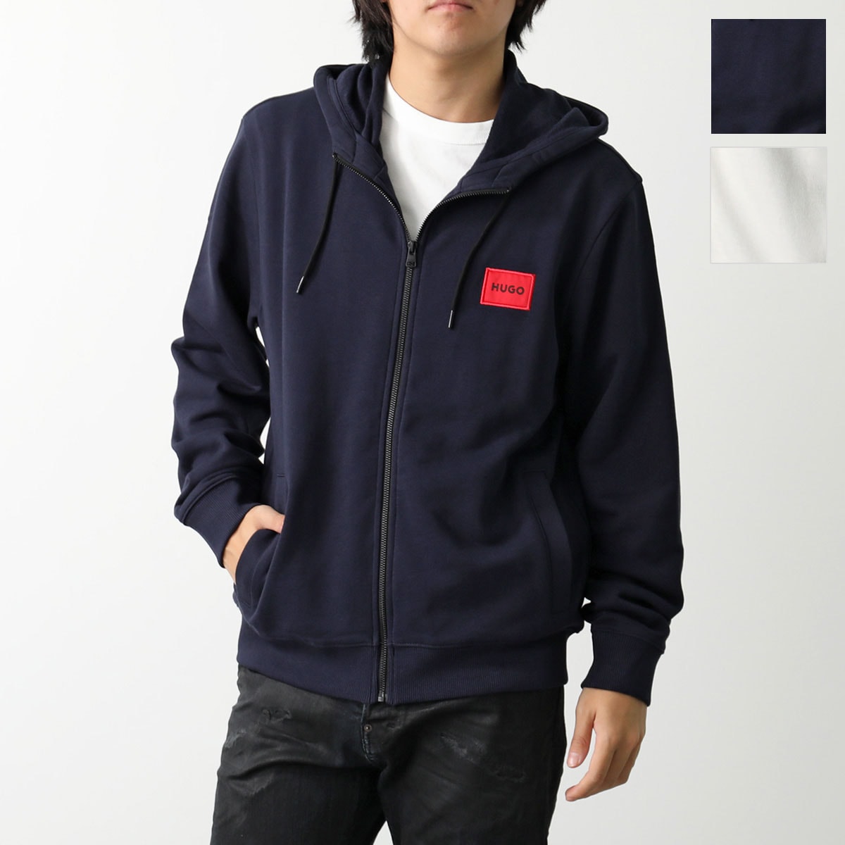 HUGO BOSS ヒューゴボス パーカー 50447972 メンズ ジップアップ コットン スウェット フーディ レギュラーフィット ロゴ カラー2色