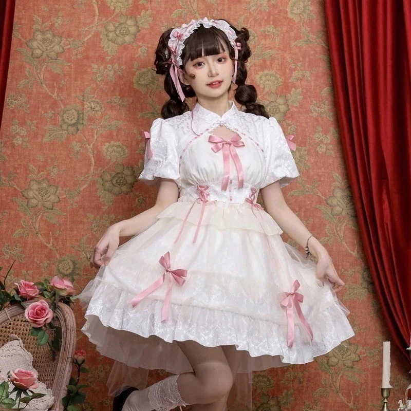 人気ロリスーツパーティードレス ロリータスカート恋芙曲 ロリータ洋装 半袖op日常 loスカート 可愛い 仮装 文化祭 復活祭