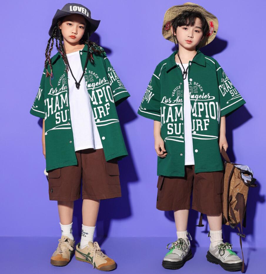 発表会 女の子 ステージ舞台演出服 応援団 イベント タンクトップ 男の子 ヒップホップ 短パンツ ストリート 子供服 団体服 チーム衣装 jazz シャツ hiphop K-POP ダンスセットアッ