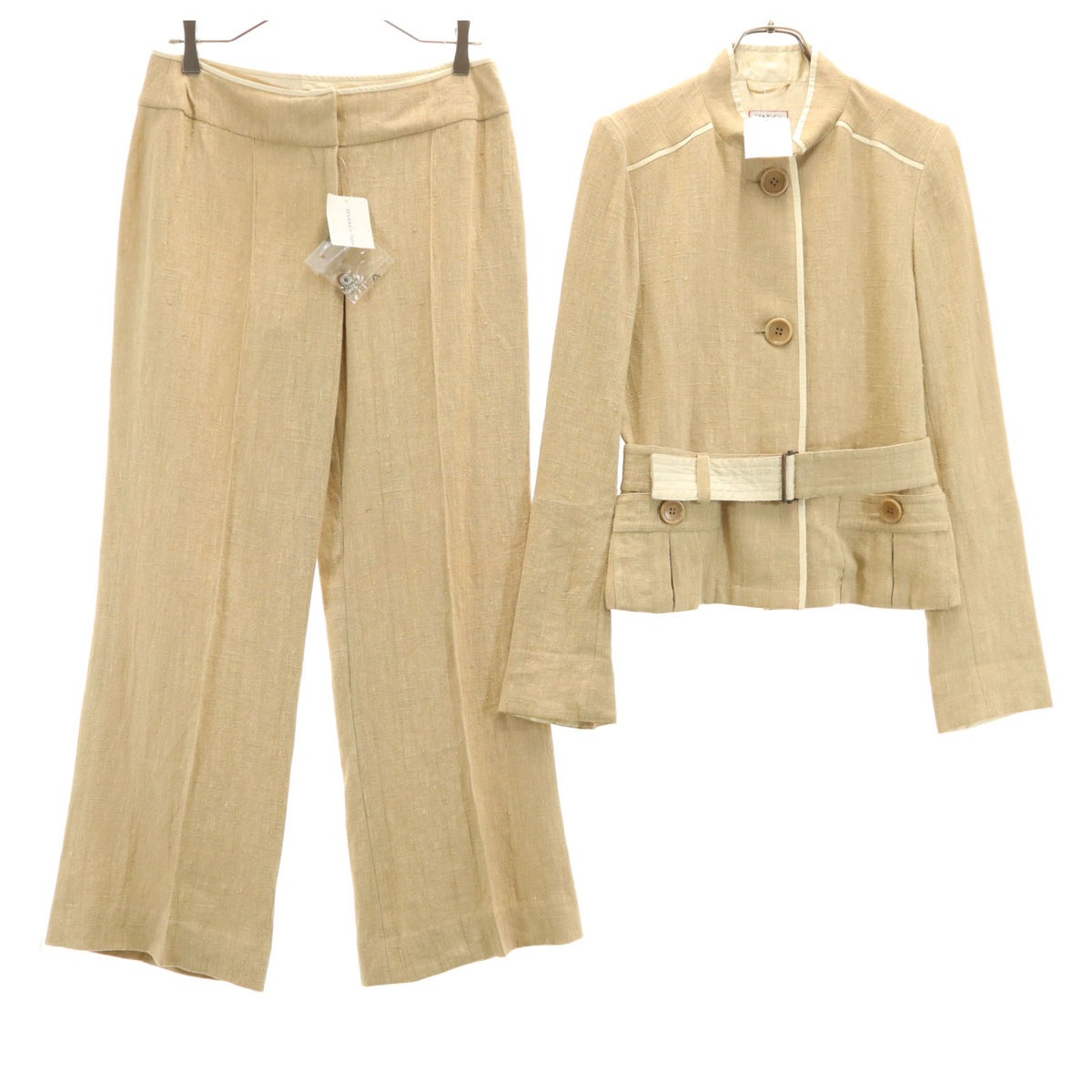 MAX&CO マックスアンドコー 未使用 リネン ジャケット 上下セットアップ 42/44 ベージュ レディース 古着