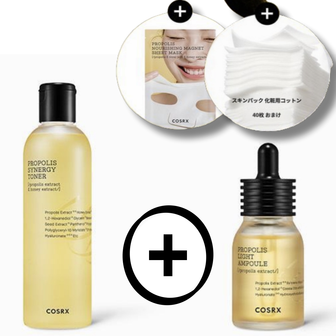 フルフィット プロポリス ライト アンプル 40ml +フルフィット プロポリス シナジー トナー 280ml 企画 (化粧用コットン 40枚+マスクパック 1枚)
