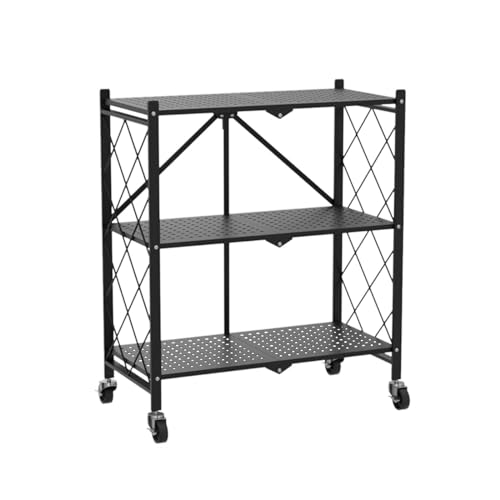 ラック 折り畳みラック スチールラックキャスター付き メタルラック ランドリーラック 折りたたみラック 大容量 移動便利 組立簡単 多段 食器棚 オープンプラン棚 ラック 収納棚 シェルフ ラック キ