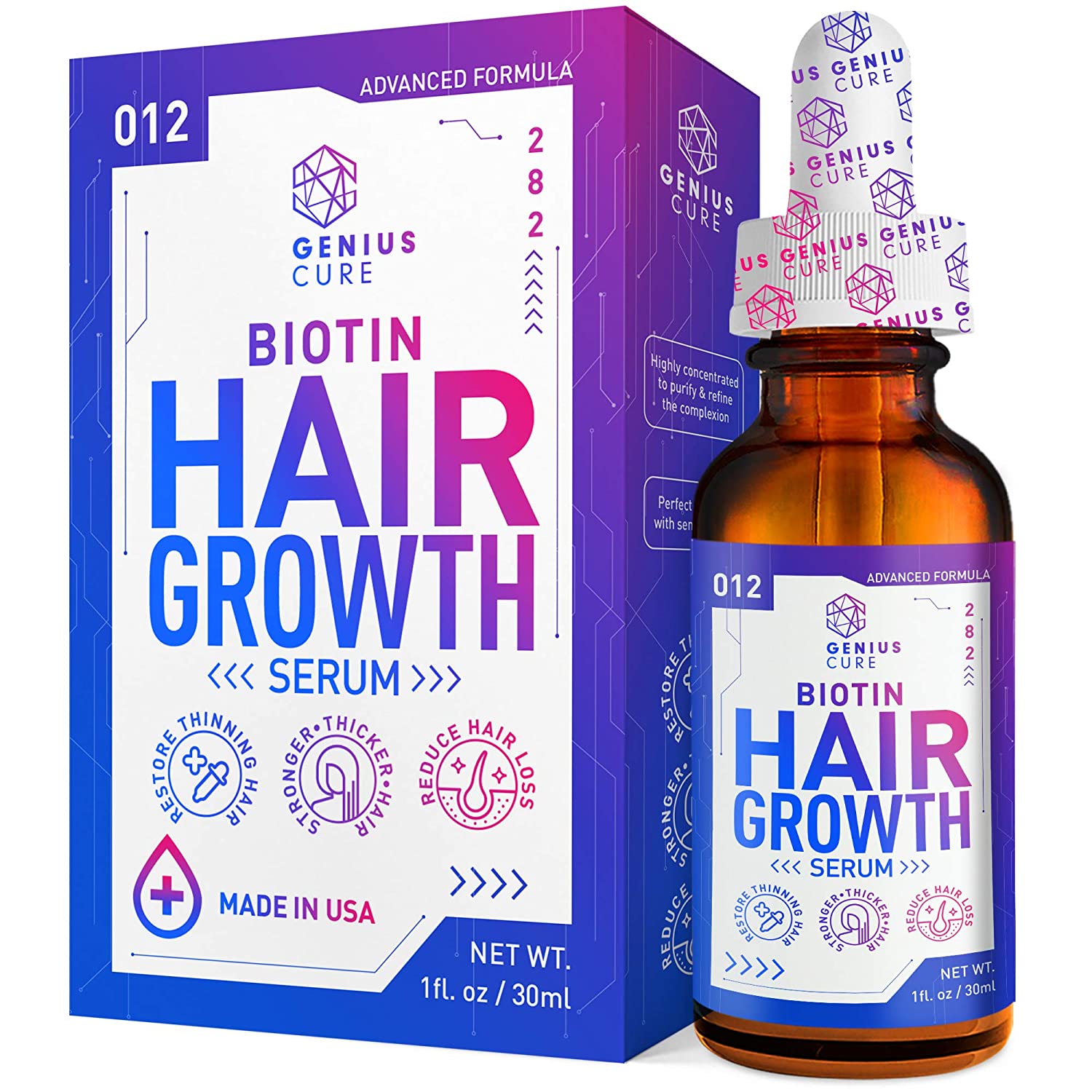 育毛血清育毛処理ヘアー血清脱毛減毛処理育毛オイルビオチンを使用してより強くより厚くより長い髪をお楽し