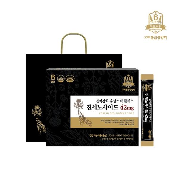 高麗紅参中央会 免疫強化紅参スティックプラスジンセノサイド42mg+ショッピングバッグ 고려홍삼중앙회 면역강화 홍삼스틱 플러스 진세노사이드 42mg + 쇼핑백