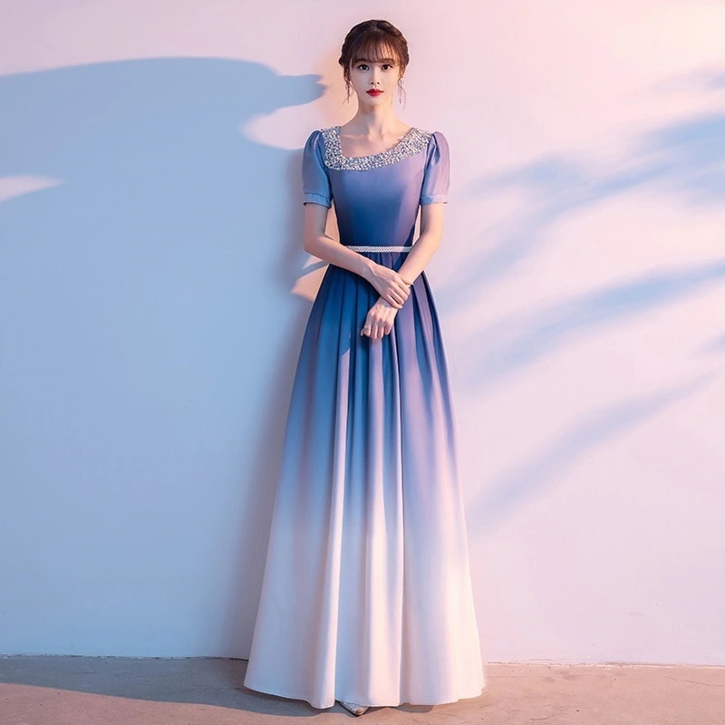 送料無料 【3日で出荷】大合唱団演出服女性ロングスカート新型紅歌演出服成人司会指揮学生朗読ドレス