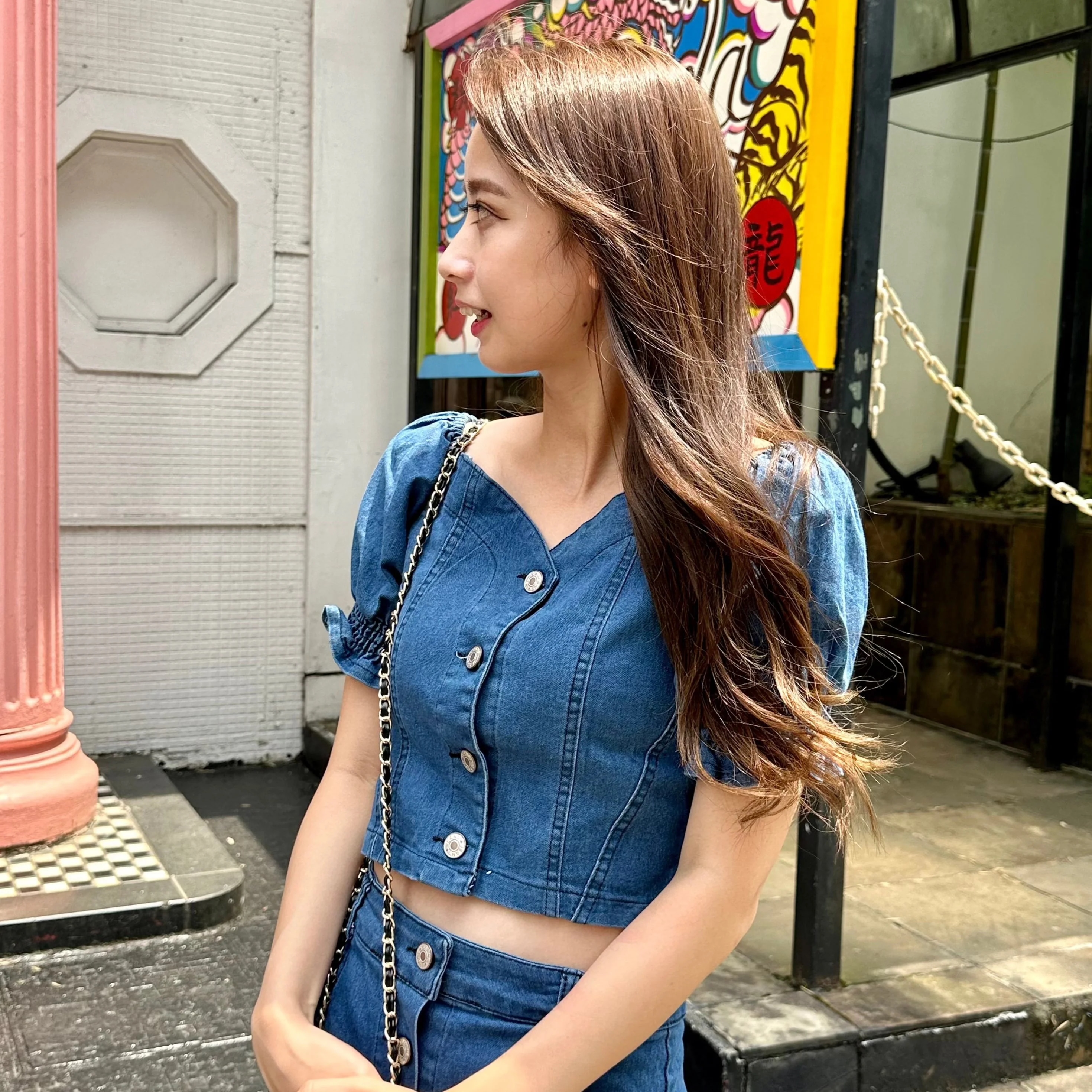 オフショルデニムトップス＆ミニスカートセットアップ selected by kiyo R3490