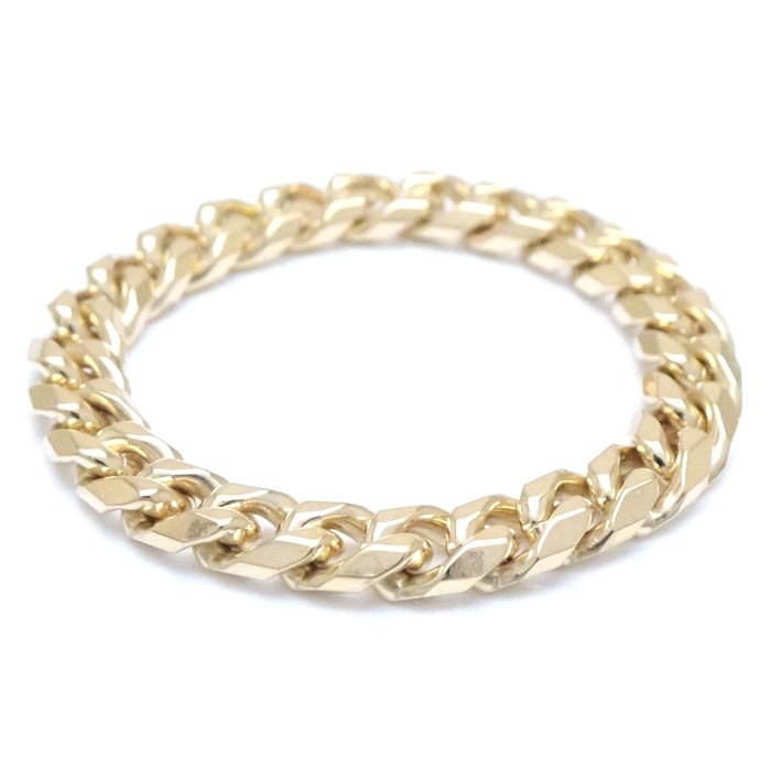 喜平チェーン リング 指輪 8面シングル 15号 2.4グラム K18YG イエローゴールド/65041【中古】