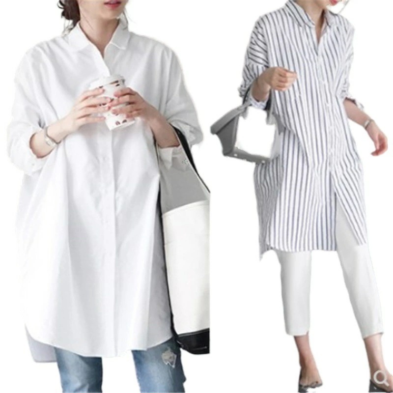 シャツワンピース ロング レディース 春　ロングシャツ 白シャツ 長袖 チュニック トップス カジュアル 着痩せ 体型カバー 通勤 OL 旅 30代 40代 韓国風 バレンタイン 2025 プレゼント