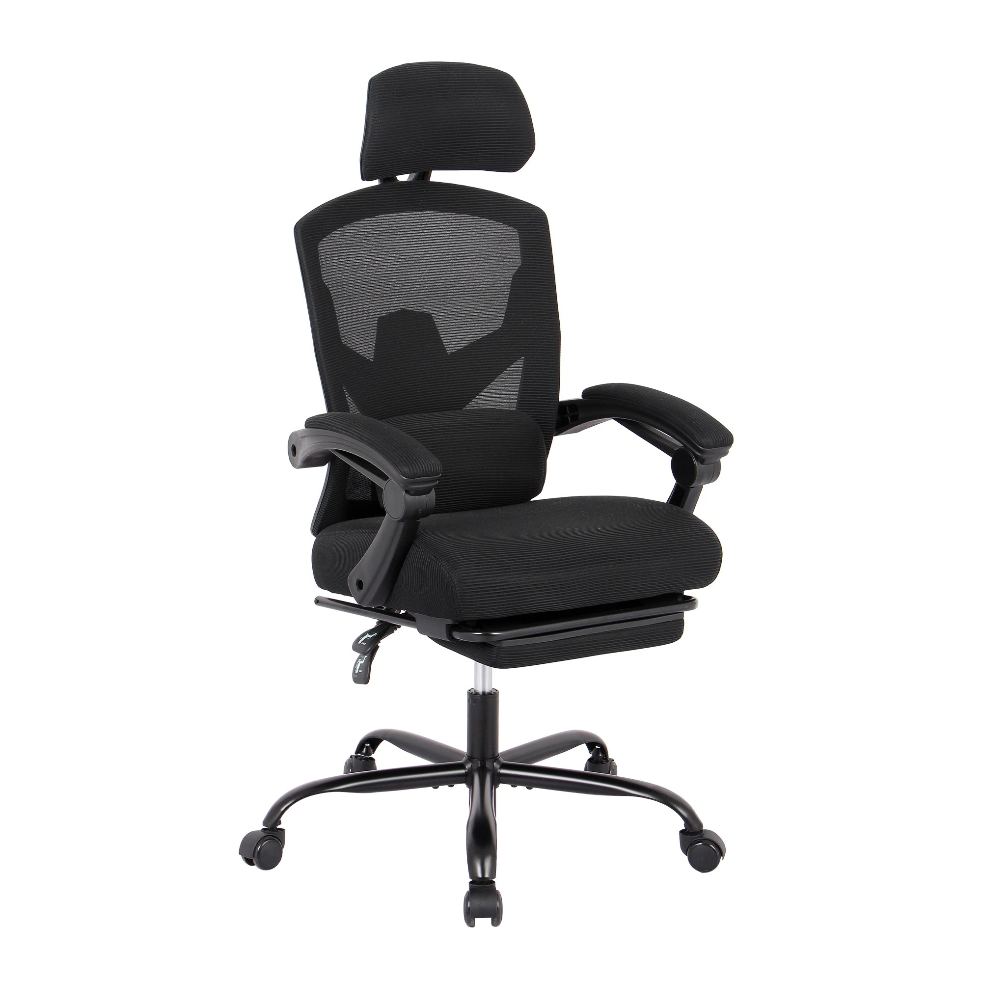 【国内即日発送】オフィスチェア 事務所チェア リクライニング機能 足載せ付き ロッキング機能 メッシュタイプ