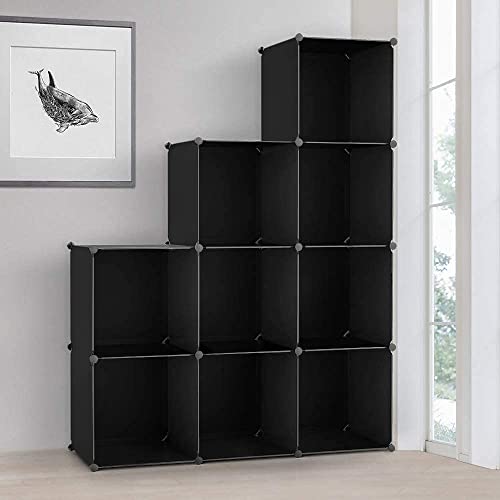 Vacplus 本棚 大容量 収納棚 組み立て式収納 ラック 衣類収納ボックス 整理棚 多用途 耐久性に優れ 省スペース 収納便利 整理整頓 幅30×奥行30×高30 9ボックス入り ブラック