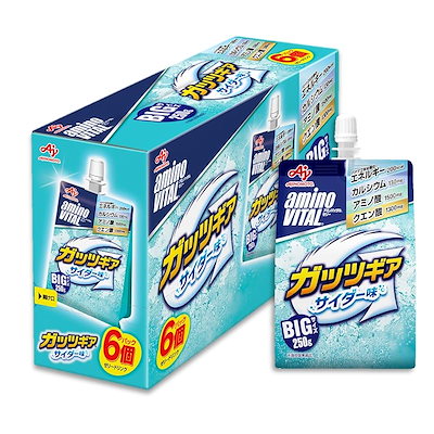 他サイト： アミノバイタル 味の素 ゼリードリンク ガッツギア サイダー味 250g×6個 アミノ酸 1500mg クエン酸 1300mg エネルギー 200kcal カルシウム 栄養補給 キッズの商品画像