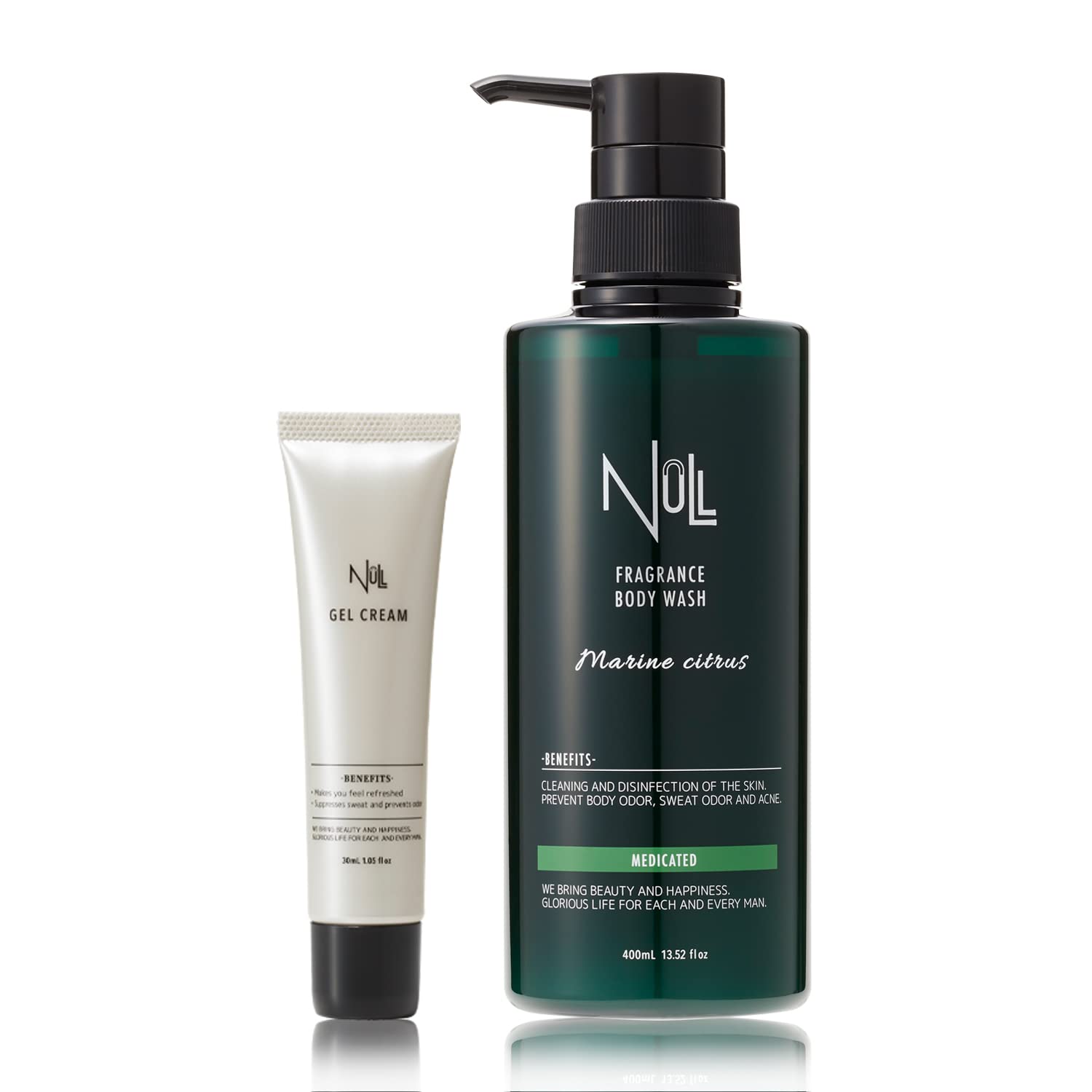 NULL ボディソープ メンズ 医薬部外品（ 体臭 背中ニキビを防ぎ/加齢臭 を抑える ） ボディウォッシュ+デオドラントゲル セット