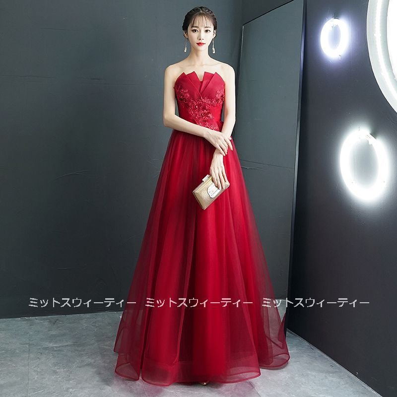 カラードレス ロングドレス 赤 黒 ネイビー ピンク 花嫁 ビスチェドレス 演奏会 レッド ブラック 9,203円