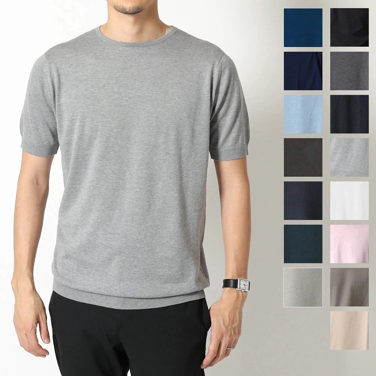 JOHN SMEDLEY ジョンスメドレー ニット セーター BELDEN ベルデン STANDARD FIT メンズ クルーネック 半袖 コットンニット シーアイランドコットン 15色 【mega】
