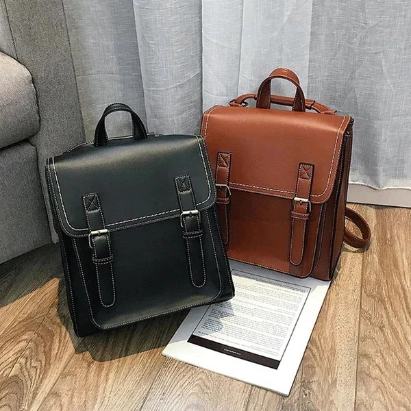 2pcs 25福袋-レトロレディースサックサッチェルバッグ4color2wayナップザックリュックカジュアル革鞄A4入学ジュニアおしゃれバッグかわいい大容量通勤通学大人お出掛け便利