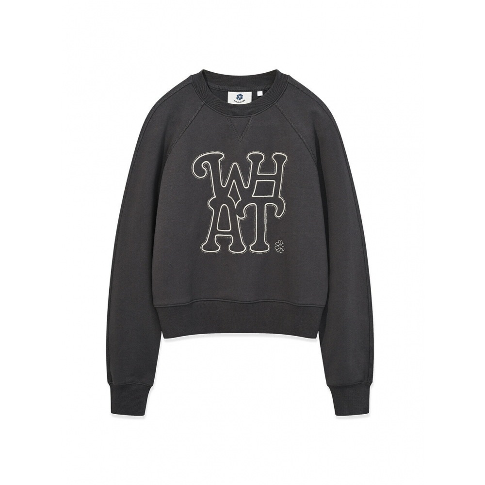 Whatitisnt 女性用ボリュームエンブロイダリークロップスウェットシャツダークグレー 7,456円