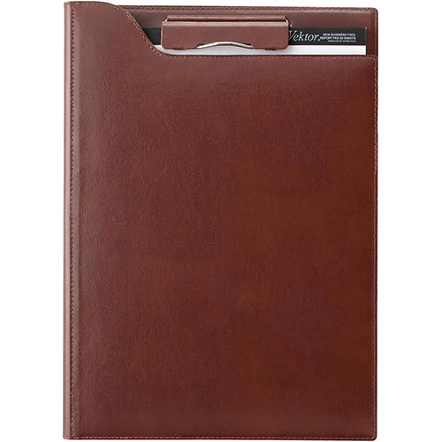 zeitVektor クリップファイル (A4) 再生皮革製 ブラウン