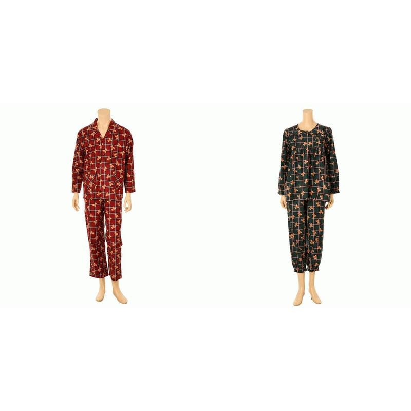 テディベアプリント 30 番手起毛カップルパジャマ SPA2532MWSG