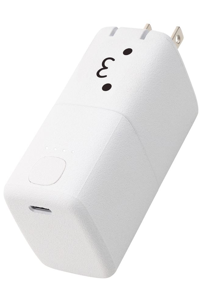 エレコム DE-AC09-5000WF AC充電器一体モバイルバッテリー（5000mAh/30W/Type-C×1）（しろちゃん(ホワイト×ブラック)） DEAC095000WF