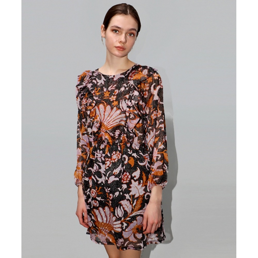 DAMAGE MNEMONIC ペイズリーブラックワンピース_ Paisley Black OP