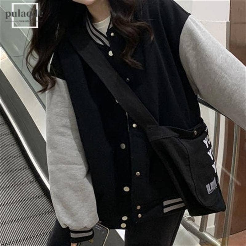 ジャケット レディース レトロ ガーリー 個性的 バイカラー 長袖 野球 ユニフォーム風 スクール 韓国風 アウター コート ショート丈 カジュアル スポーティーEC307 R105 V815