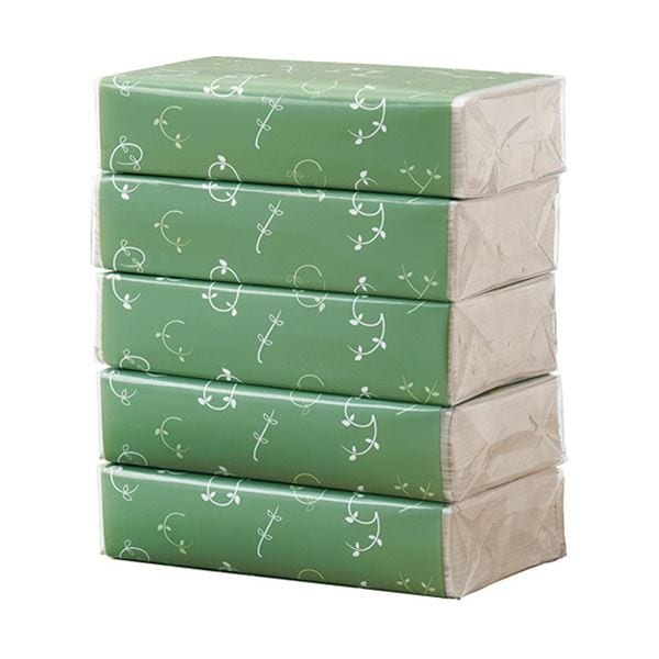 （まとめ）TANOSEE ソフトパックティッシュLeaf Line 5個x16パック[x3]