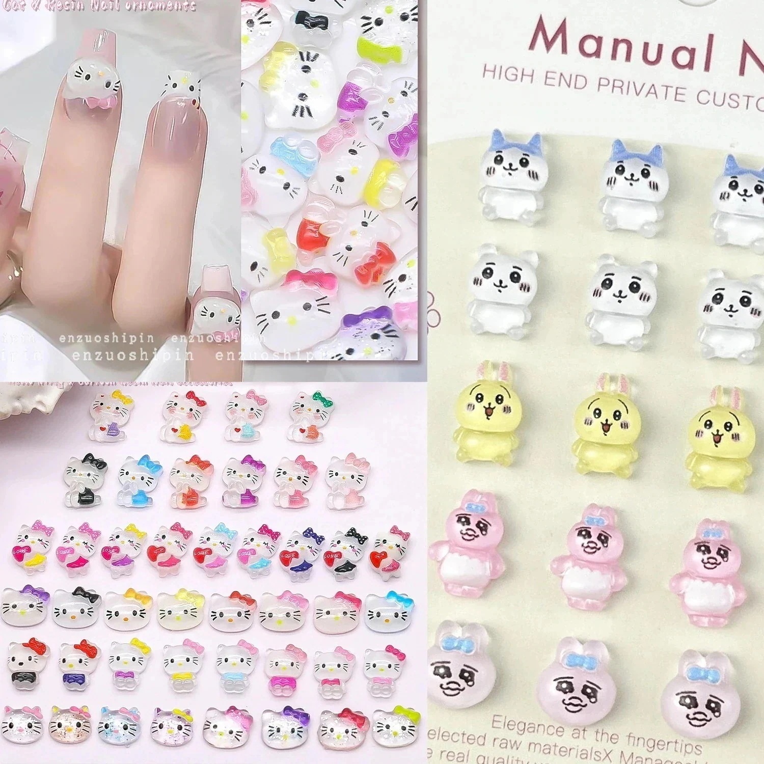 メガ割枚 ネイルアート ネイルステッカー アクセサリーかわいい キティ 立体アニメキャラクター樹脂ネイルアクセサリー279