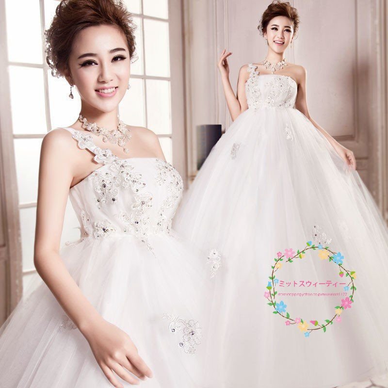 マタニティ ウェディングドレス エンパイア 花嫁 安い 白 結婚式 ロングドレス 披露宴 二次会 パ