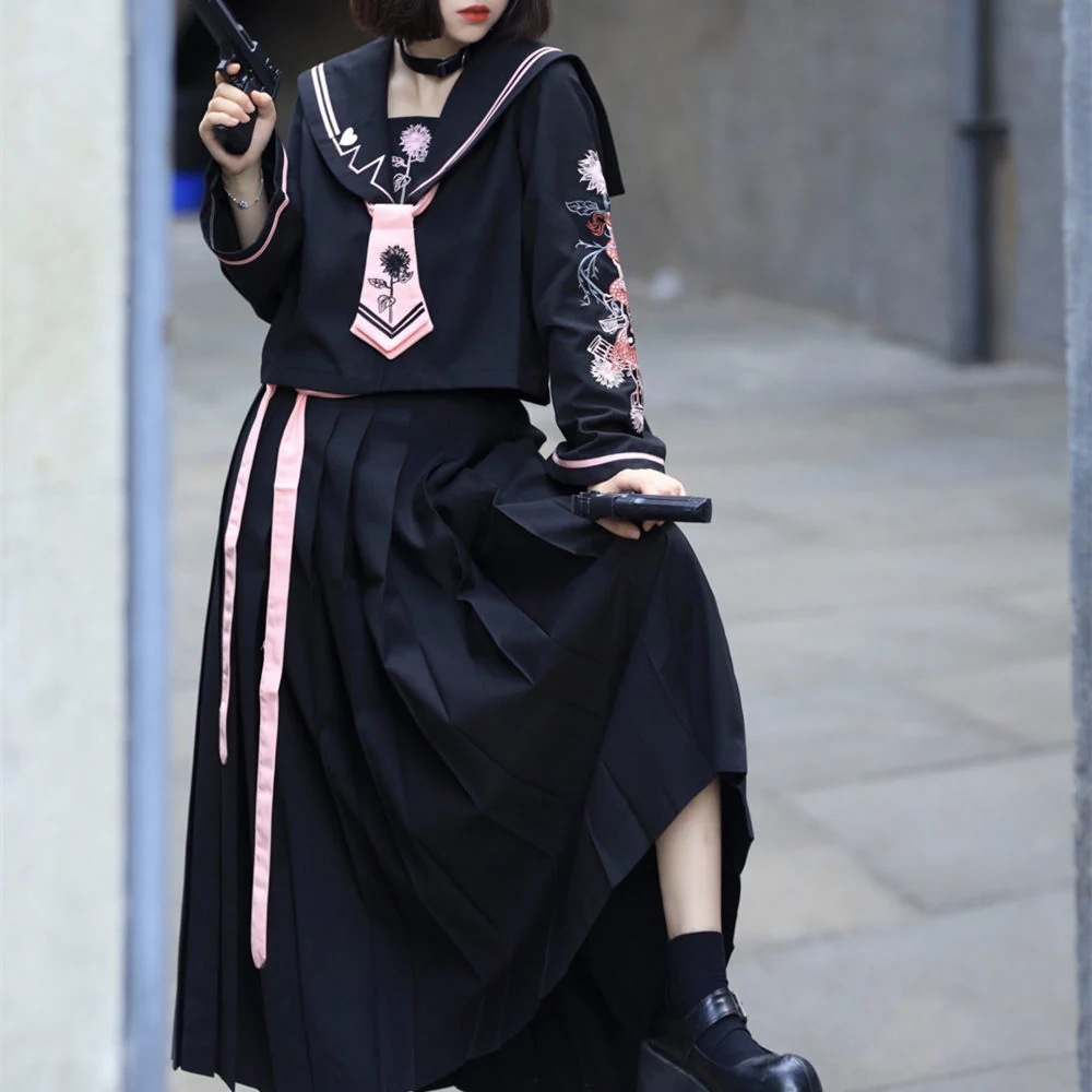 日系jk制服 セーラー服変装 学園祭 文化祭:サイ 女性 パーティー コスプレ 定番ヤンキー 姐ギャル セーラー服 コスプレ 体育祭 スーツ 長袖/半袖 ハロウイン クリスマス