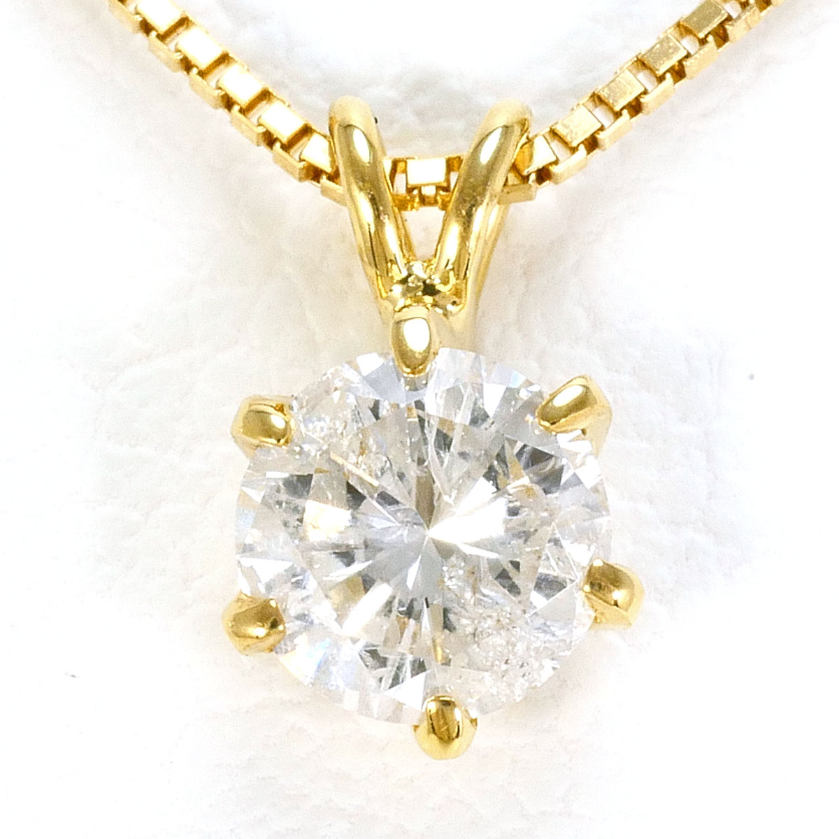 K18 18金 YG イエローゴールド ネックレス ダイヤモンド 0.30ct 総重量約1.6g 約40cm 中古