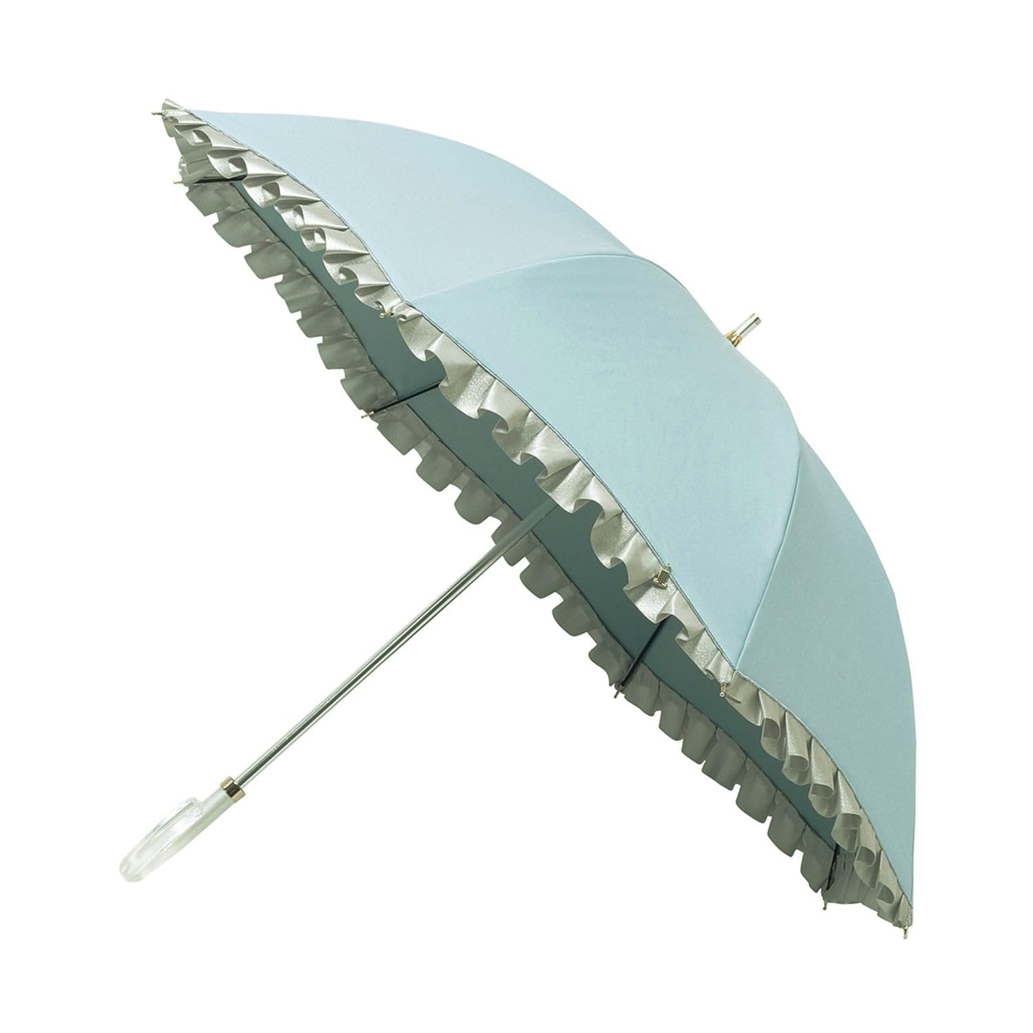 ムーンバット 【ランバン オン ブルー】 日傘 長傘 晴雨兼用 一級遮光 遮熱 UV シャイニーフリル 22-084-12079-06 ブルー