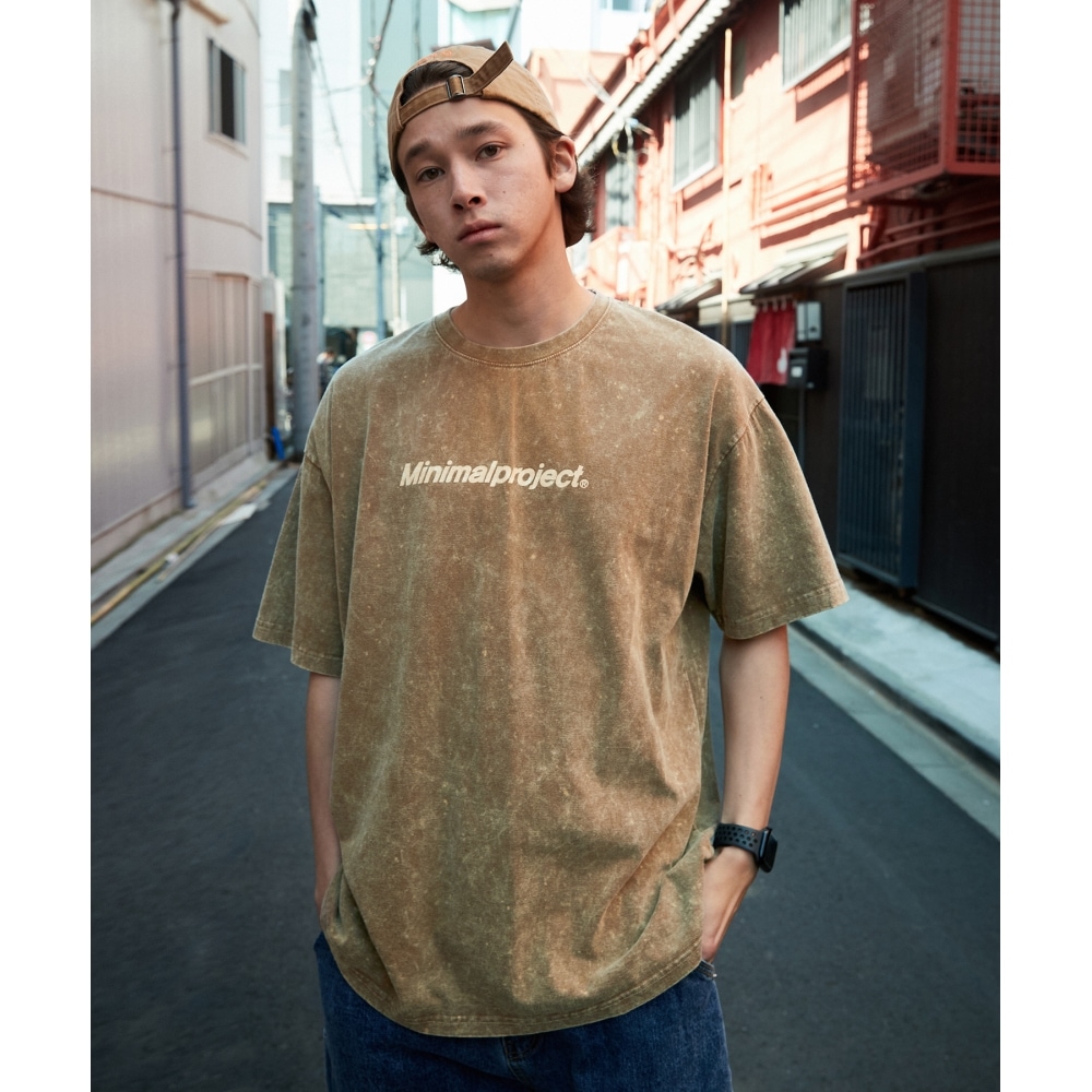 MINIMALPROJECT スノーウォッシュ ロゴ オーバーフィット 半袖Tシャツ MST146 [BROWN]
