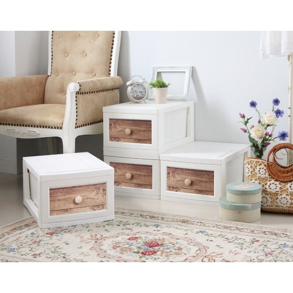 北欧風ヴィンテージチェスト 1段4個組 アンティークブラウン 組立品 LB-104-ABR 8,063円