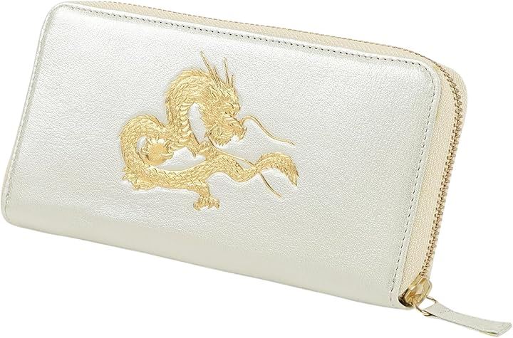 風水 皇帝龍 ラウンド財布 金運アップ 日本製 本革 本金箔刻印 牛革 黄金 竜 メンズ YKK製ジッパー使用(本体のみ)
