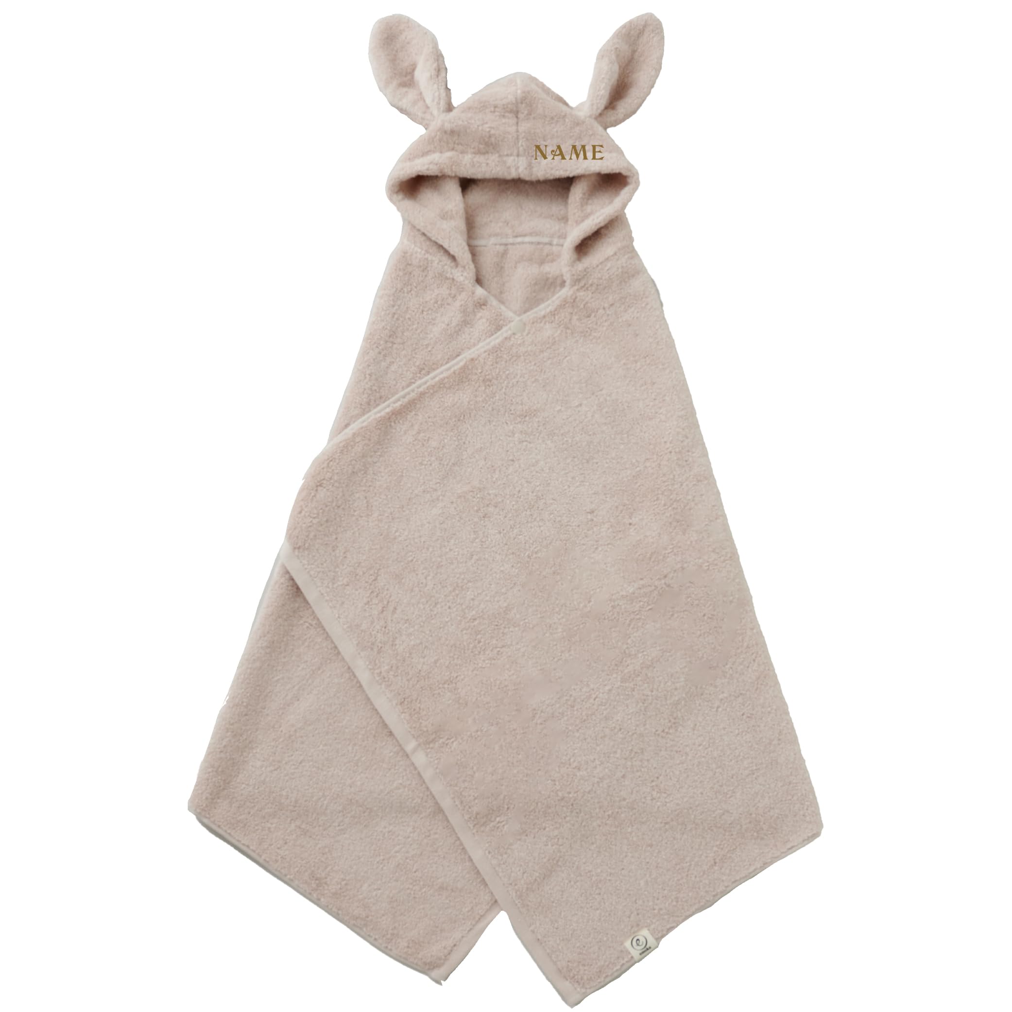 【Amazon.co.jp 限定商品】今治タオル imabari towel 日本製 ベビーバスローブ バスポンチョ ギフトセット (スモークピンク：うさぎ耳【刺繍：お名前】)