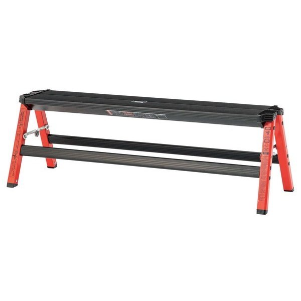 ステップワイドスツール スツール 脚立 1段 高さ22cm 幅90cm アルミ レッド