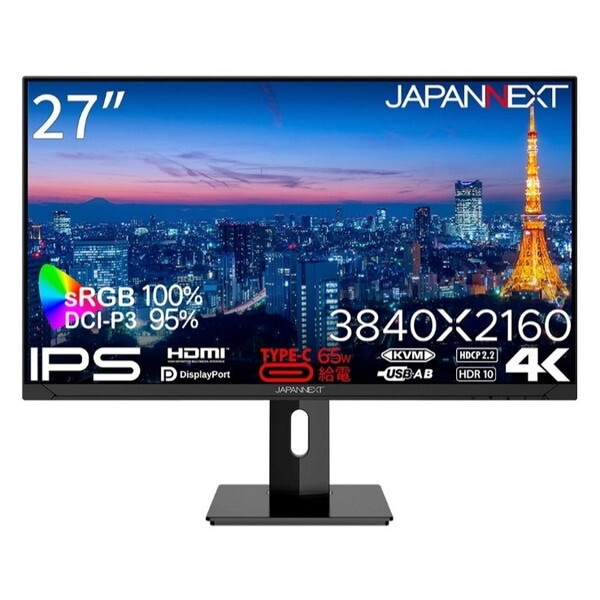 JAPANNEXT JN-IPS271UHD-C65W-HSP ブラック 27型 液晶ディスプレイ