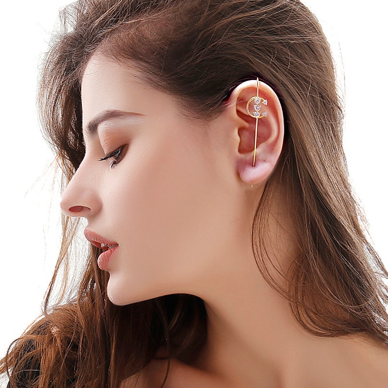 期間限定特別価格 ED148-06耳ラップクローラーフックイヤリング耳介クリップジュエリーの周りのサッシュ耳針ゴールド ピアス