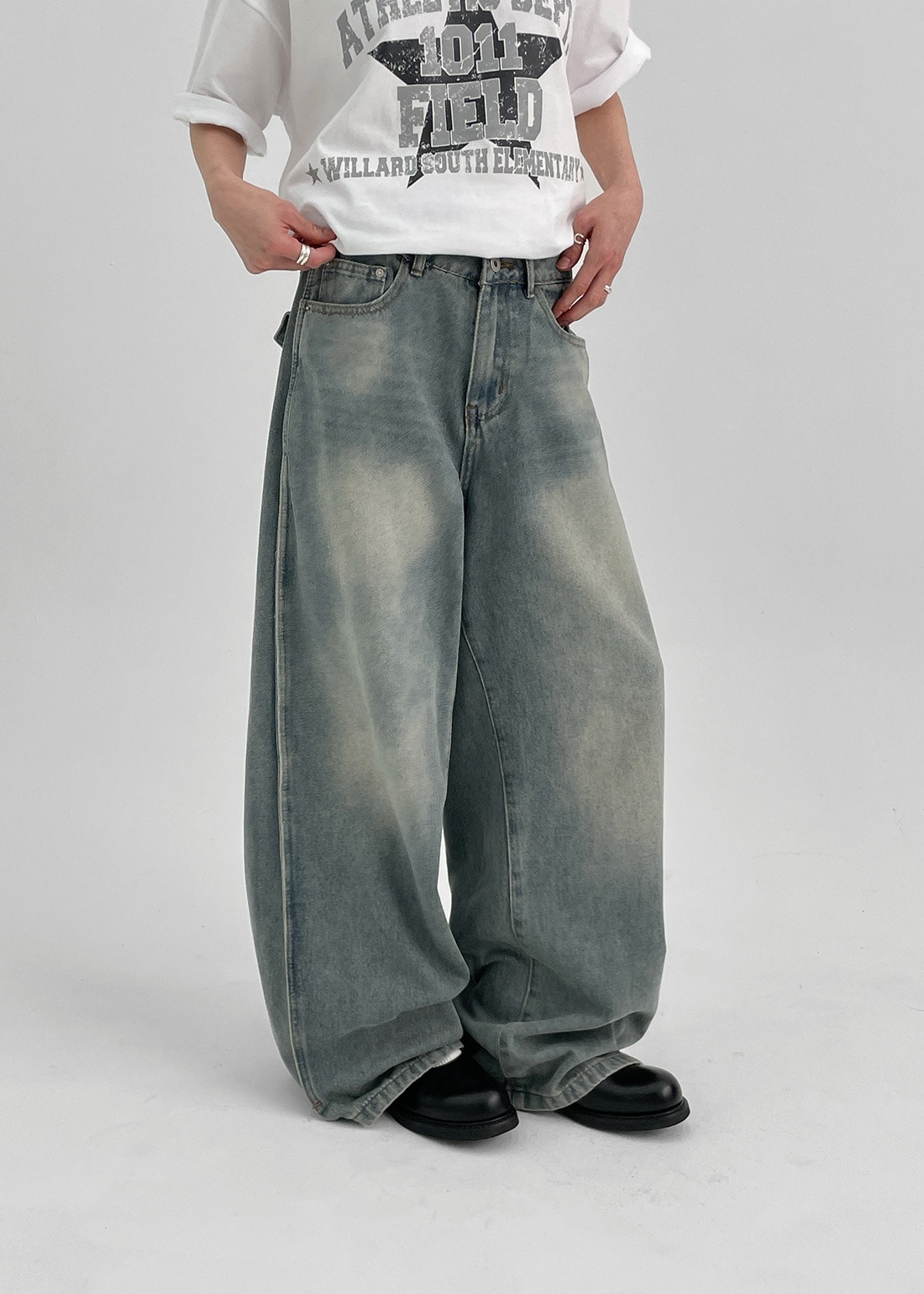 ラグツーウェイビジョワイドデニムパンツ