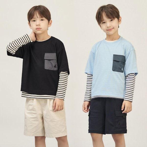 [BEANPOLE KIDS] 25FW ストライプ レイヤード 半袖 & 長袖 2PCS 想像セット (2種 択1)