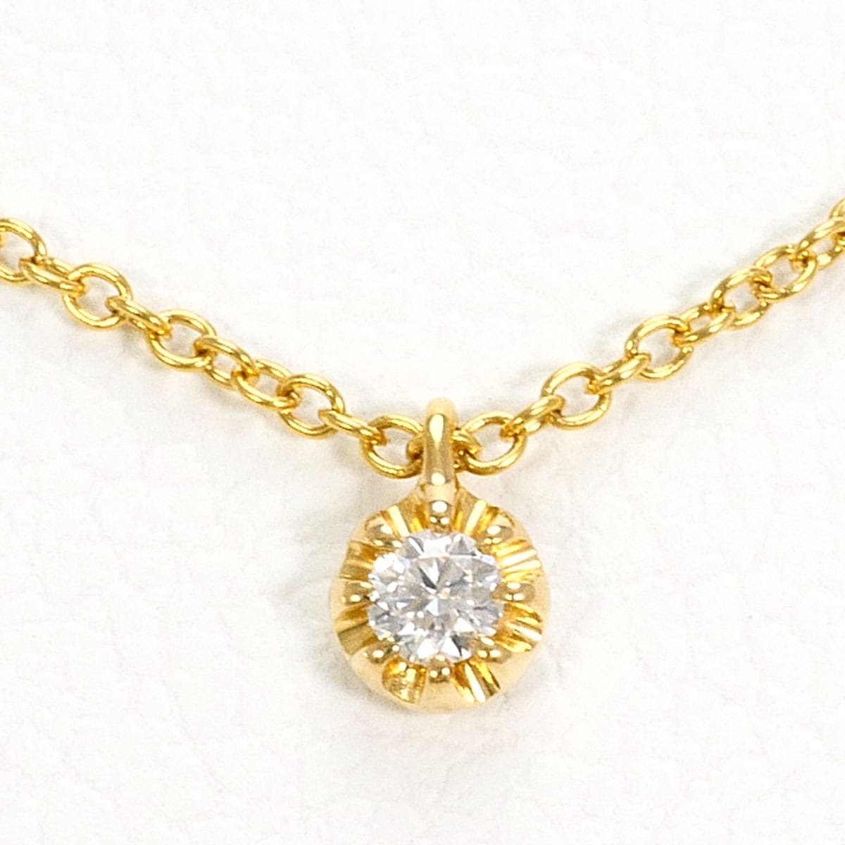 スタージュエリー K18 18金 YG イエローゴールド ネックレス ダイヤモンド 0.02ct 総重量約0.9g 約38cm 中古
