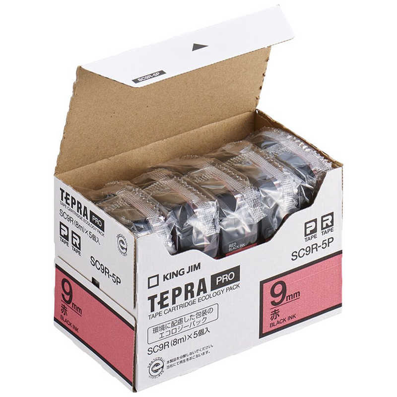 キングジム　カラーラベルテープ テプラPRO(赤テープ/9mm幅5個パック)　SC9R‐5P (赤) 5,345円