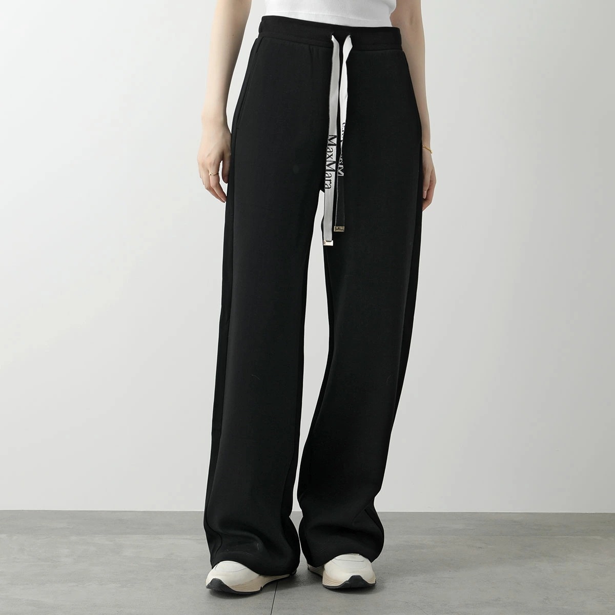 S MAX MARA エス マックスマーラ スウェットパンツ POTENZA レディース ストレート ワイド コットン ジャージー ストレッチ ロゴ 010/NERO 26,692円