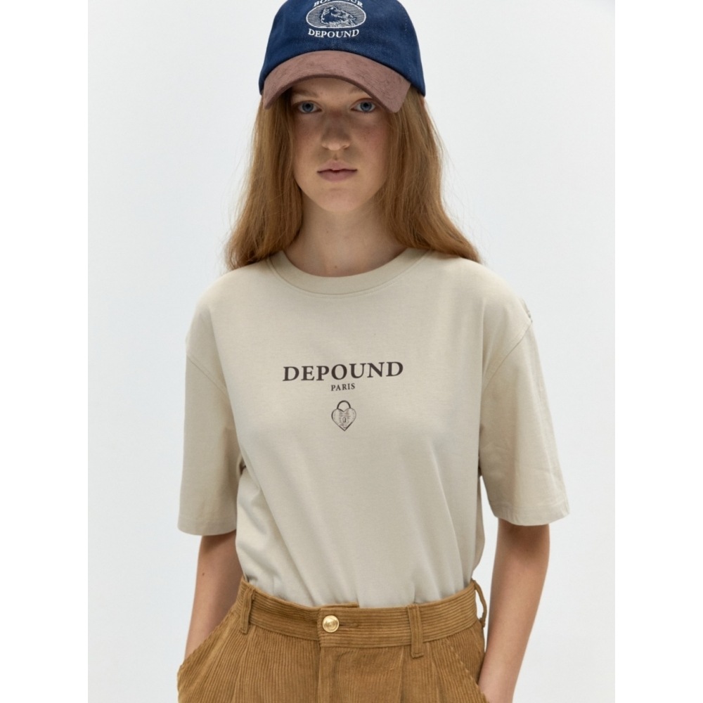 DEPOUND ハートロックグラフィック Tシャツ ライトベージュ