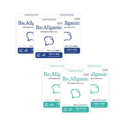 ナチュラルコットンリオールガニック中型8P 3パック+大型8P 3パックオーガニック純正カバー生理用ナプキン快適な送り込み吸収安全